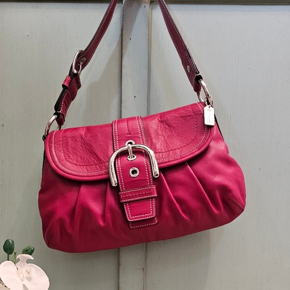 Vintage Coach Soho Pleated Leather Shoulder Bag Purse F15204 ( Red) - Picture 10 of 13